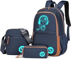 Mochila Escolar Luminosa 3-en-1 para Chicos de Anime