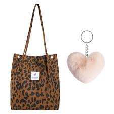 Bolso de Hombro de Pana con Estampado de Leopardo - NYGGTYK