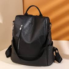 Mochila Antirrobo de Piel para Mujer - Color Liso (A)