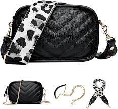 Bolso Bandolera de Cuero Negro para Mujer - Ajustable y Desmontable