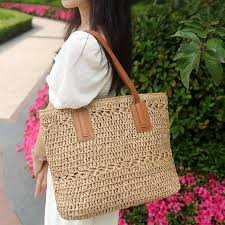 Bolsos de Paja Tejidos a Mano para Mujer