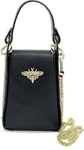 Bolso de Hombro de Cuero Negro con Abeja - Florence OTF813S