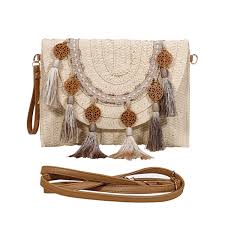 Bolso Bohemio de Paja con Borlas para Mujer