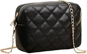 Bolso Bandolera Acolchado Negro con Cadena