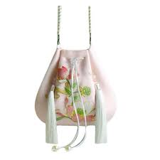 Bolso Bandolera Rosa Hanfu con Bordado de Loto