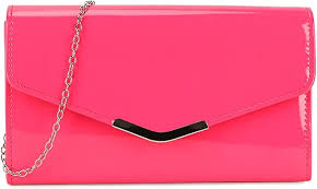 Bolso de Mano de Piel de Charol Rosa Fucsia para Novia