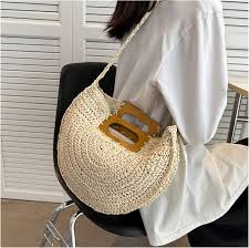 Bolso de Playa de Paja Grande para Mujer