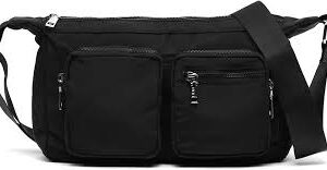 Bolso Bandolera Elvira de Nylon Negro para Mujer - MISAKO