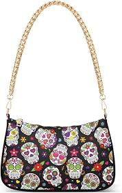 Bolso de Mano Calavera de Azúcar con Cadena