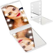 Espejo de Maquillaje Compacto con Luz LED