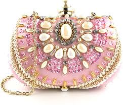 Bolso de Fiesta Rosa de Cristal para Mujer