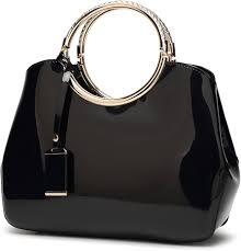 Bolso de Charol Negro Casual y de Fiesta para Mujer