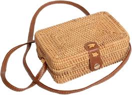 Bolso de Mimbre Tejido a Mano para Mujer