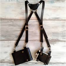 Bolso Doble Arnés de Cuero con Bolsillo y Billetera