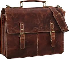 STILORD 'Bernd' Maletín Vintage de Cuero para Hombre