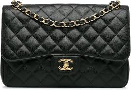 Bolso Chanel Doble Solapa de Piel de Caviar Negro – Segunda Mano
