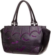 Bolso de Mano Banned para Mujer - Murciélagos Morados y Negros