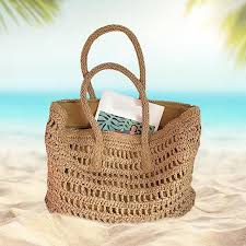 Bolso de Playa de Paja Tejido a Mano - Estilo Retro