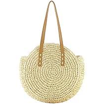 Bolso Redondo de Paja Tejido para Verano