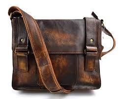 Cartera Bandolera de Piel Marrón Vintage
