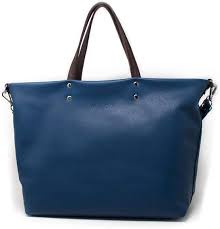 Bolso Tote de Piel para Mujer MICA - Shopper Grande Azul