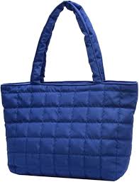 Bolso de Hombro Acolchado Azul para Otoño Invierno