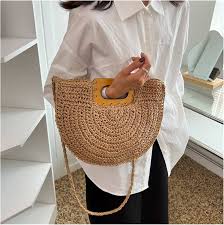 Bolso de Playa de Paja Grande para Mujer