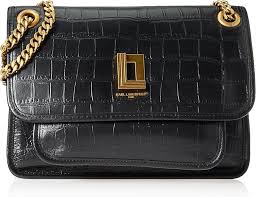 Bolso Bandolera Karl Lagerfeld Lyon: Negro y Dorado