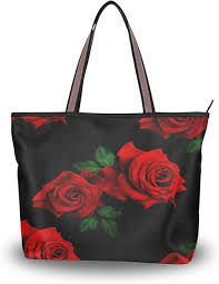 Bolso de Mano RXYY: Elegancia Floral en Rosas Rojas y Negras