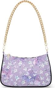 Bolsa de Hombro Floral Lila Contemporánea