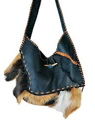 Bolso Hippie de Piel Azul para Mujer