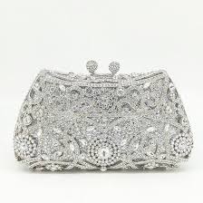 Mini Bolsos de Noche de Cristal Plateado