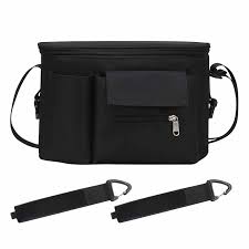 Bolso Organizador Negro para Carrito de Bebé con Portavasos