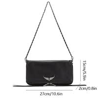 Bolso Bandolera de Piel Negra con Cadena