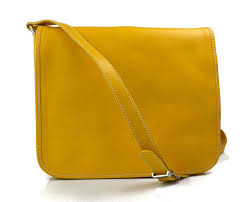 Bolso Messenger de Piel Amarillo para Hombre