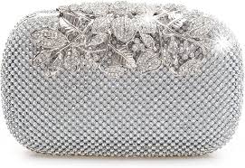 Bolso de Fiesta Plateado con Cristales