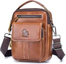 Bolso de Hombro de Cuero Genuino para Hombre - BAIGIO