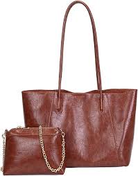 Set de Bolsos de Mujer PORRASSO: Tote y Hombro en PU Cuero Marrón