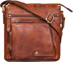 STILORD 'Cameron' Mariconera de Piel para Hombre