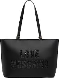 Bolso de Compras Love Moschino Mujer con Logo Lettering Negro