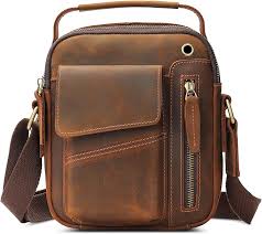 Bolso Cruzado de Cuero Genuino para Hombre