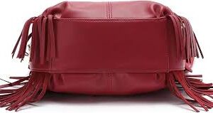 Bolso de Piel Velyane con Flecos Burdeos para Mujer
