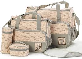 Juego Multifuncional de 5 Piezas para Cambiar Pañales - Bolsa de Maternidad Caqui