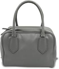Bolso Baul Prada Mujer Piel Gris y Plata